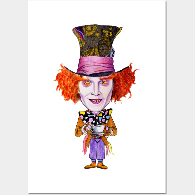 Mad Hatter Caricature Wall Art by tabslabred